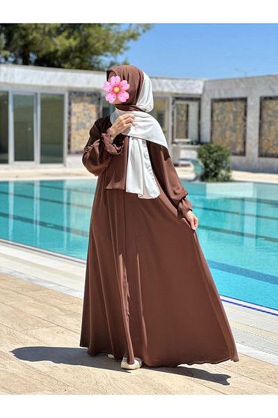 NAKŞİDİL Reglan Sleeve Brown Ferace