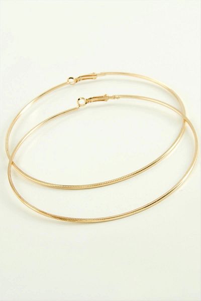 LiderGlobal Crushed Striped Metal Hoop Earrings 8-9-10 cm