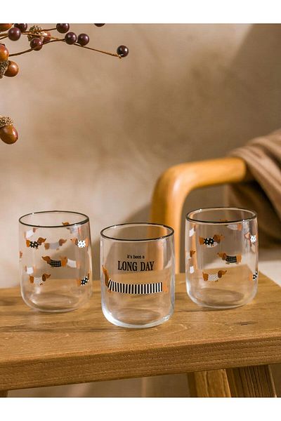 LC Waikiki Lcw Home Dog Printed Glass Cup Set of 3 280 ml (W5)