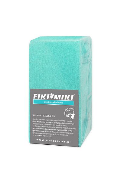 Fiki Miki Cearsaf cu elastic din frotir Menta 120/60 cm