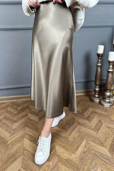 1001moda 15806 Fustă din satin - Çağla