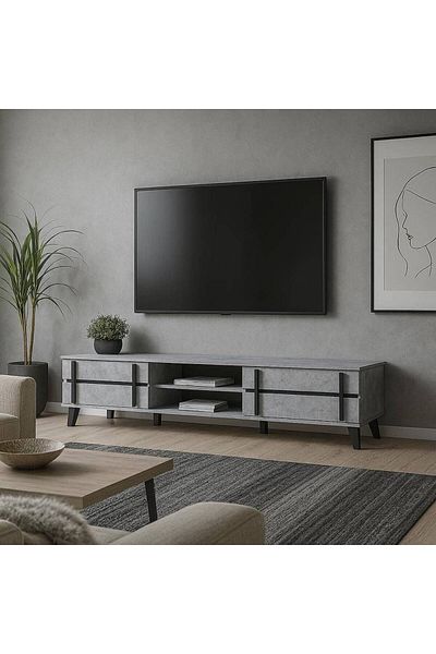 Al Saada Home Limited Quantity TV Unit - 180×40×45 cm - Grey