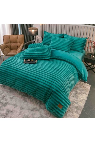 Lenjeria Pufoasa Cocolino 4-piece double bed linen set, with elastic - Turquoise