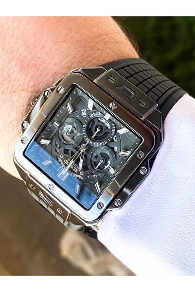 Reward Men's Wristwatch Square Case Smoked | Silicone Cord | 5 Atm Waterproof | Stylish and Sporty Design