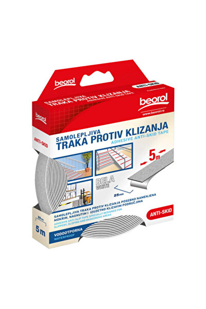 beorol Bandă antiderapantă albă 5 m x 25 mm,