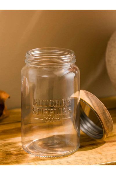 LC Waikiki Lcw Home Glass Jar with Wooden Lid 1000 ml (W5)