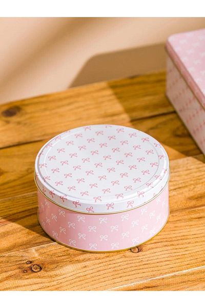 LC Waikiki Lcw Home Bow Printed Metal Storage Container Set of 2 (W5)