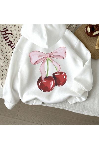COHERENT Unisex Men/Women Colorful Cherry Custom Printed Cotton Oversize Hooded Sweatshirt