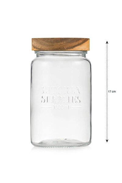 LC Waikiki Lcw Home Glass Jar with Wooden Lid 1000 ml (W5)