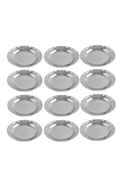 OEM Set 12 farfurii adânci GRUNBERG, oțel inoxidabil, lucios, argintiu, 21,50 cm