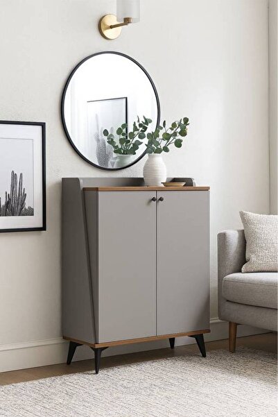 Al Saada Home Multi-Purpose Shoe Cabinet 80×34×98 - Grey