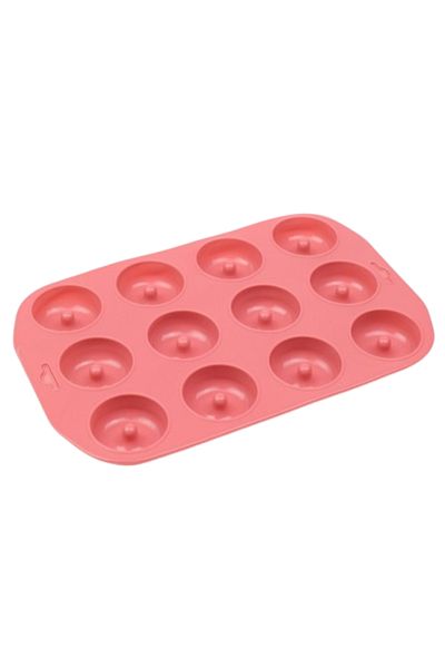 OEM Tava 12 forme prajituri, NO6756, 28x18 cm, Silicon, Roz