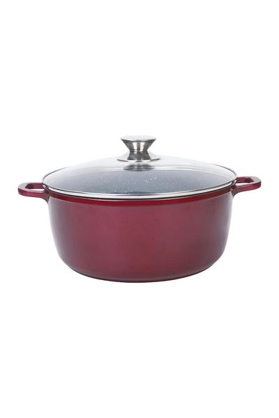 OEM Aluminum Pot with Marbled Ceramic Coating, Glass Lid, 40 cm, 19 L - Grunberg GR1640MR