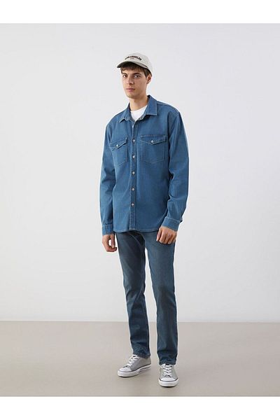 LC Waikiki LCW Jeans Regular Fit Long Sleeve Men's Jean Shirt