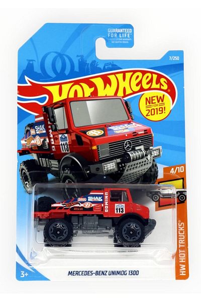 mattel Masinuta Hot Wheels, Mercedes-Benz Unimog 1300L, Colectia 2019, Rosu, 1:64