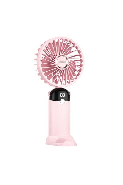 Redkid Ventilator ultraportabil, Redkid®, 3 în 1, portabil, de birou, pentru gât, 6 niveluri de viteză, pliabil, ecran LCD, 12