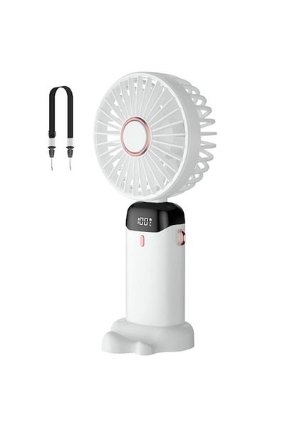PRESOMA Ventilator portabil reglabil, 5 viteze, ultraportabil, 5000mAh, autonomie baterie 11h, ecran LCD, USB, alb