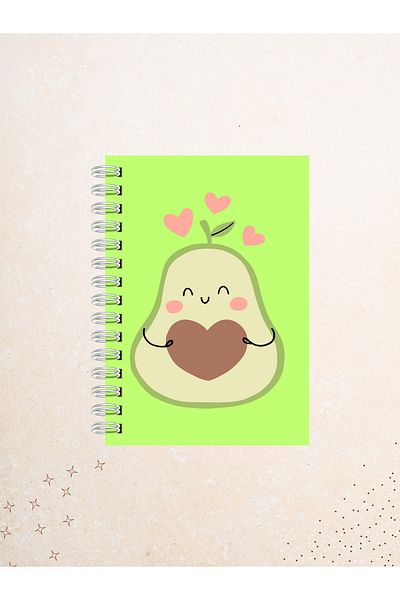 Ez&Tu Stıcker Sweet Pear Character Notebook – 60 Sheets / 120 Pages – Unlined Wire Spiral