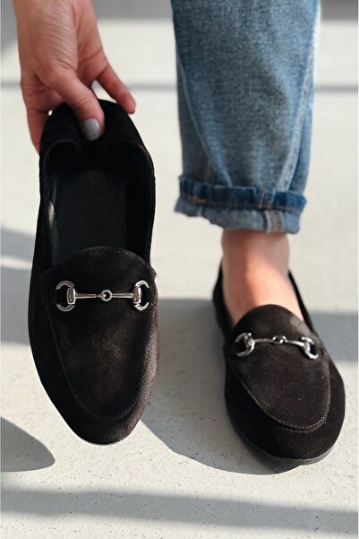 I Love Shoes Palvora Справжня замша Тока Детальний жіночий лофер Чорний