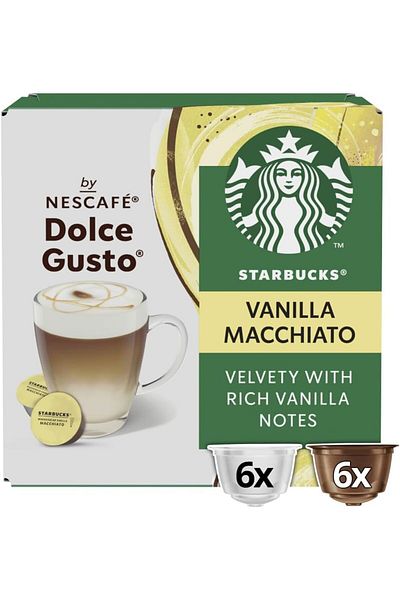 Nescafe Starbucks Madagascar Vanilla Macchiato by NESCAFÉ Dolce Gusto, 3 boxes of 12*3 36 capsules, brown