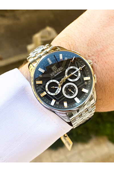 Reward ساعة يد رجالية 5 ATM مقاومة للماء هيكل فولاذي حزام فولاذي ضمان لمدة عامين