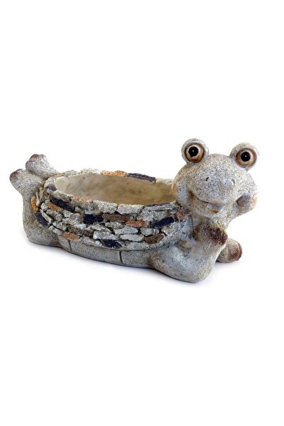 Strend Pro Decorațiune de grădină, ceramică, broască cu ghiveci, 35x16x17 cm