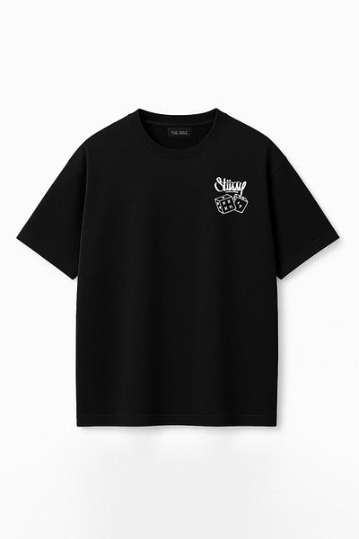THE RULE Unisex Stüssy Zar Hoping Printed Oversize 100% Cotton Wide Cut Textured Crew Neck T-Shirt Rf0537