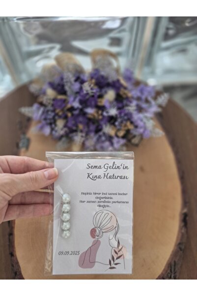 SEMOLİNA Söz, Nişan, Kına, Nikah, Düğün için İnci Toka ve İsme özel kart 15 adet