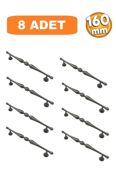 HOMDEP 160mm Galata Model Furniture Kitchen Drawer Cabinet Cupboard Handle Handle Handles 8 Pieces Smoked