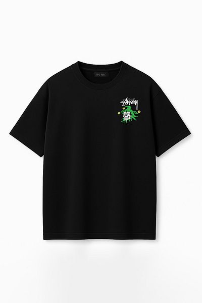 THE RULE Унисекс тениска Stüssy Joker Printed Oversize, 100% памучен материал с широк разкроен текстуриран деколте RF0538