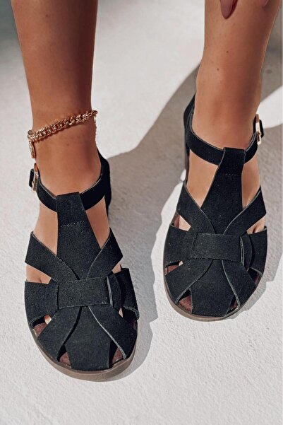 I Love Shoes Γυναικεία πέδιλα Valen Suede Μαύρα Flat