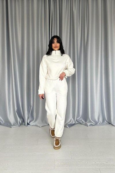 Butik White Three Thread Tracksuit Set
