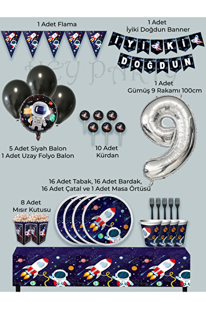 PartyPoo مجموعة حفلات أعياد الميلاد البيئية ذات طابع Space Cosmic Galaxy تتسع...