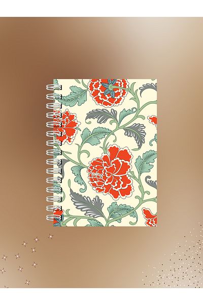 Ez&Tu Stıcker Red Floral Spiral Notebook – Unlined |   60 Sheets-120 Sheets Sketchbook