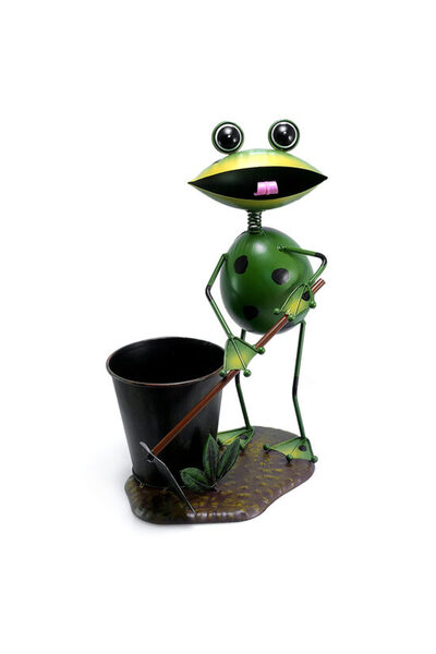 Strend Pro Decorațiune de grădină, metal, broască cu găleată, 23x16x33 cm