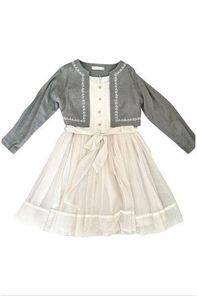 Veni Baby Girl's Dress Cardigan Set