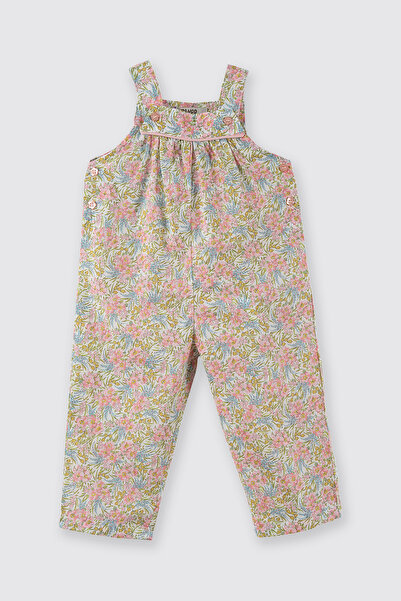 Panço Liberty Kumaş Çiçek Desenli Kız Bebek Salopet