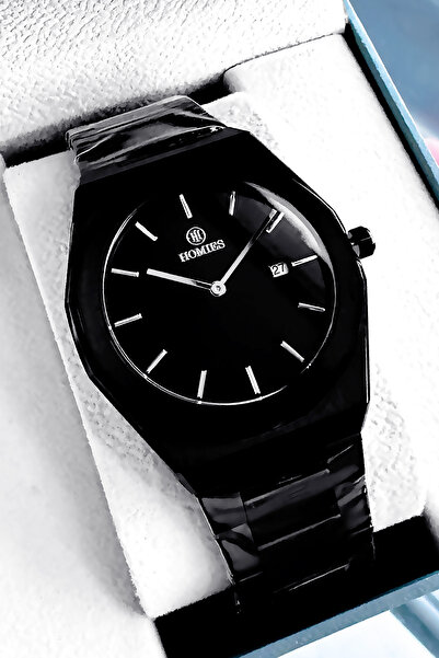 Homies Çelik Kasa - Çelik Kordon 5 ATM Su Geçirmez Erkek Kol Saati Siyah Renk...