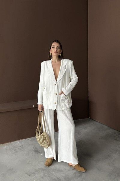 isez White Oversize Muslin Set