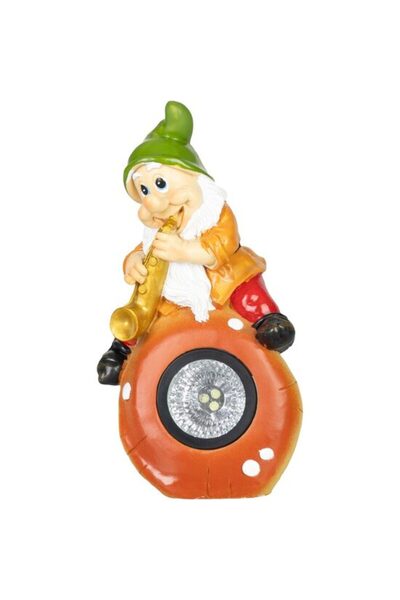 Strend Pro Decorațiune de grădină, polirășină, lampă solară, pitic cu saxofon...