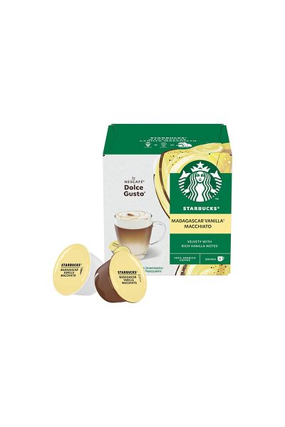 Nescafe Starbucks Madagascar Vanilla Macchiato by NESCAFÉ Dolce Gusto, 3 boxes of 12*3 36 capsules, brown
