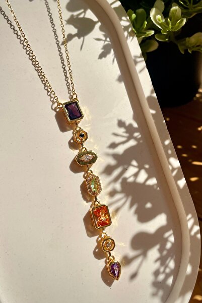 Hermana قلادة مكونة من 7 عناصر من الفولاذ وأحجار الزركون