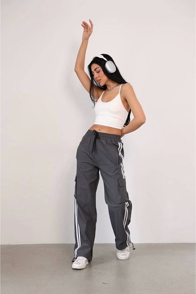 TuliaWear Praşut Fabric Cargo Pocket Baggy Tracksuit Gray