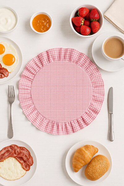 Trouvaille 6 Adet Pembe Pötikare Fırfırlı Yuvarlak Supla 40 cm – Country Amerikan Servis Altlığı