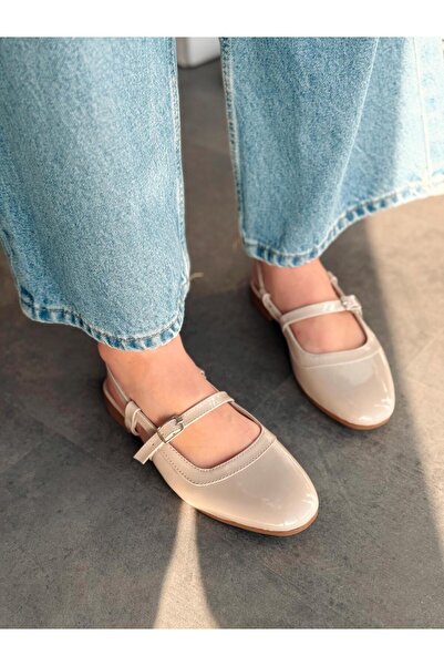 I Love Shoes Minor Patent Leather Beige Tape Detailed Mary Jane