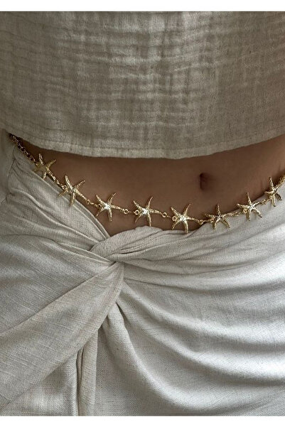 M Miel Curea cu lanț cu detalii stea, centură pentru haină, centură pentru pantaloni, centură pentru rochie, lanț pentru talie