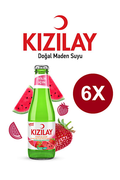Magika Design Kızılay Karpuz Çilek Aromalı Maden Suyu 200 ML x 6 Adet
