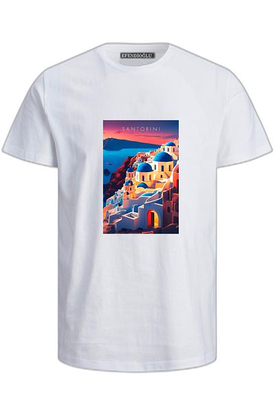 Efendioğlu Design памучна тениска с лого Santorini Greece Athens Σαντορίνη щампа