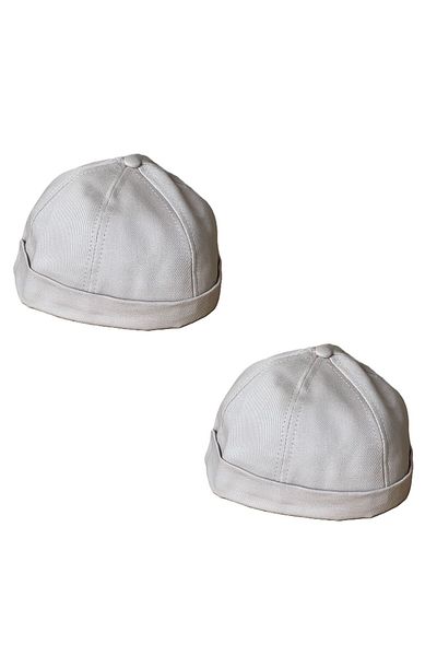 Rupen Kraft 2-Pack 100% Cotton Cap Adjustable Docker Hat Lined Summer Skullcap Hat Retro Hat (2 Pieces)