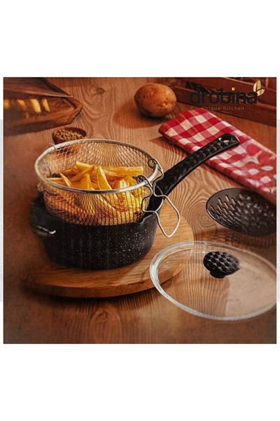 drobina Dropina Heavy Duty Granite Frying Pan, Black, 20cm